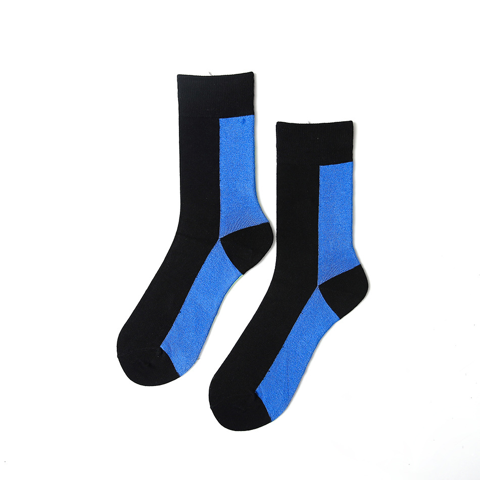 Blue-black Stitching Hit Color Neutral Unisex Models Designed Simple Cotton Socks Street Skateboarding Socks